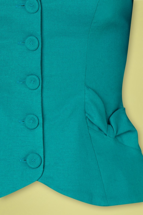 Miss Candyfloss - Shera Blazer Jacket Années 50 en Turquoise 4