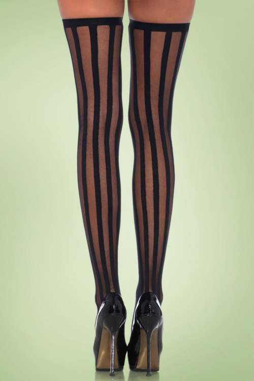 Rouge Royale - Veronica Vertical Stripe Stockings in Black