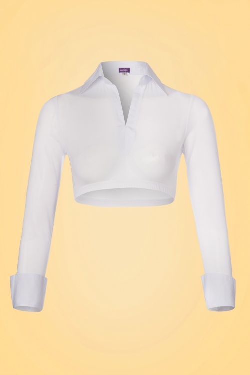 Canopi - Cece Mesh Sleeves with Collar in White