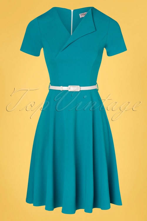 Vintage Chic 37352 Blue Swingdress Mosaic 20210305 005W