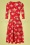 Topvintage Boutique Collection - Kathy Swing jurk met bloemen in rood 4