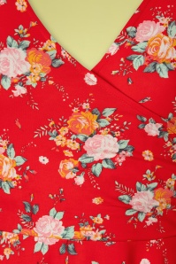 Topvintage Boutique Collection - Kathy Floral Swing Kleid in Rot 3
