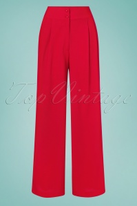 Rock N Romance - 40s Sophia Plazzo Wide Leg Trousers in Red