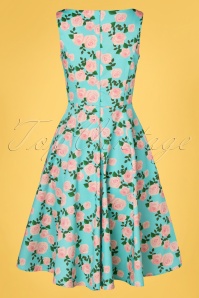 Topvintage Boutique Collection - Exclusief TopVintage ~ Adriana Roses Swing jurk in blauw 6