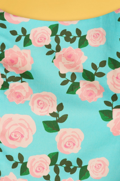 Topvintage Boutique Collection - TopVintage exclusive ~ 50s Adriana Roses Swing Dress in Blue 7