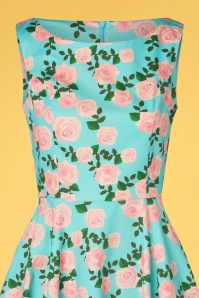 Topvintage Boutique Collection - Exclusief TopVintage ~ Adriana Roses Swing jurk in blauw 5