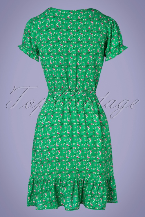 Smashed Lemon - 60s Valentina Floral Dress in Green 4
