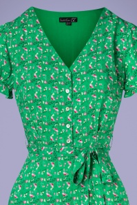 Smashed Lemon - 60s Valentina Floral Dress in Green 3