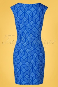 Smashed Lemon - 60s Philly Pencil Dress in Blue 5