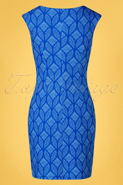 Smashed Lemon - 60s Philly Pencil Dress in Blue 5