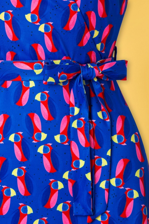 Smashed Lemon - Ayra Birds Dress Années 60 en Bleu 6