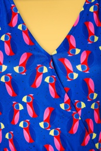 Smashed Lemon - Ayra Birds Dress Années 60 en Bleu 5