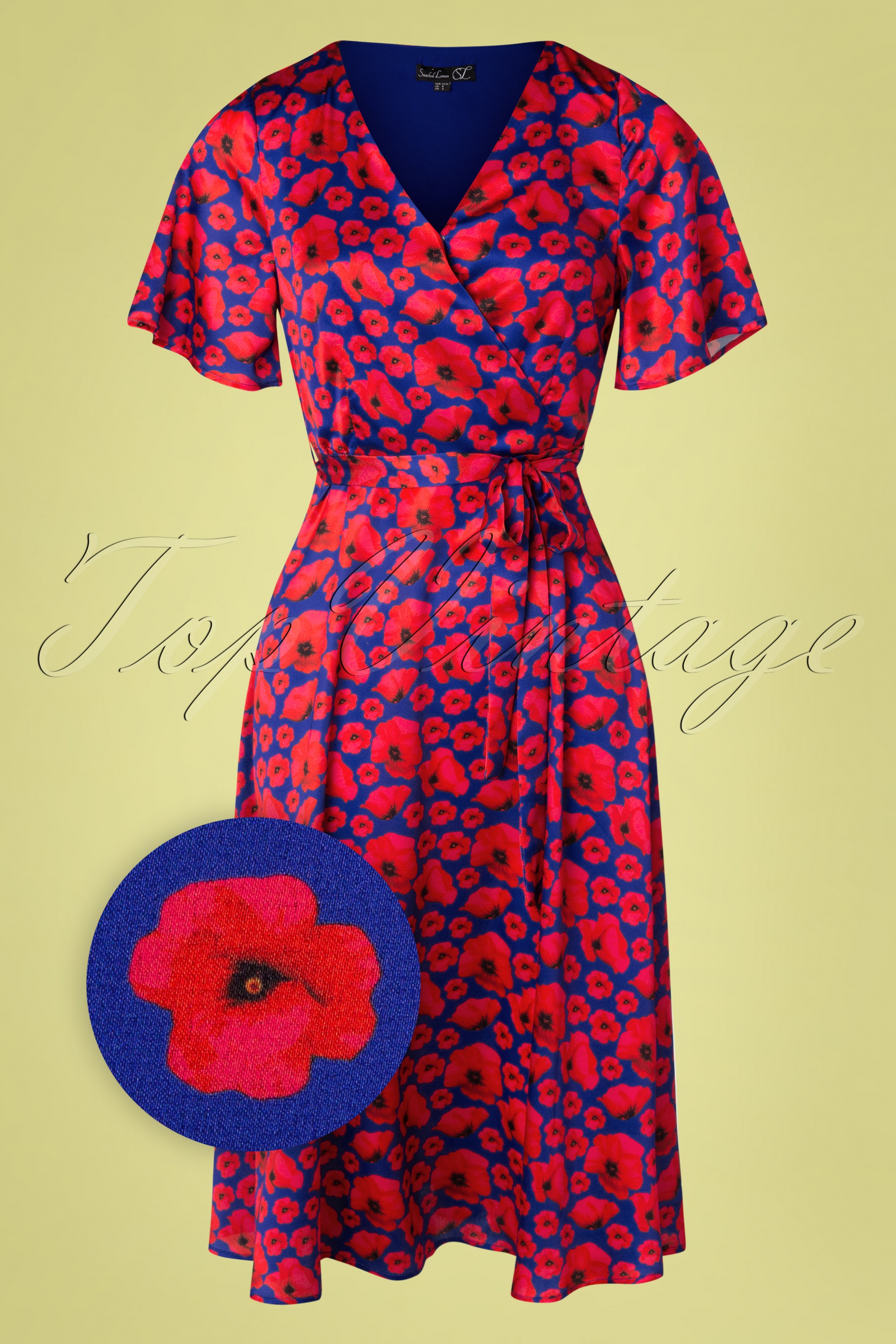 Navy dress with red flowers best sale