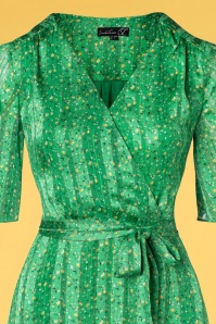 Smashed Lemon - Leila glitter bloemen maxi jurk in groen 4