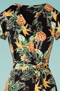 Smashed Lemon - 70s Frenny Pineapple Maxi Dress in Black 3