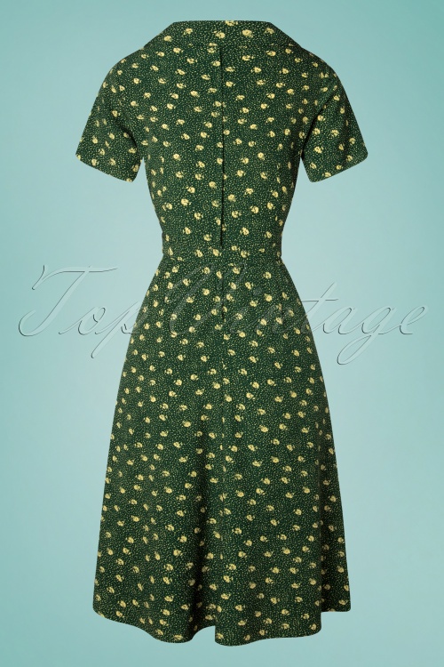 40s Lady Pearl Swing Dress in Green