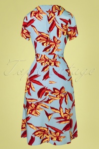 Banned Retro - 50s Tropical Days Swing Dress in Blue 6