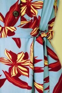 Banned Retro - 50s Tropical Days Swing Dress in Blue 5