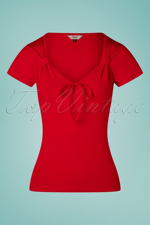 Banned Retro - 50s Pearl Top in Red