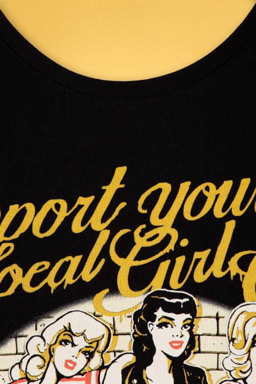 Queen Kerosin - Girl Gang T-Shirt Années 50 en Noir 3