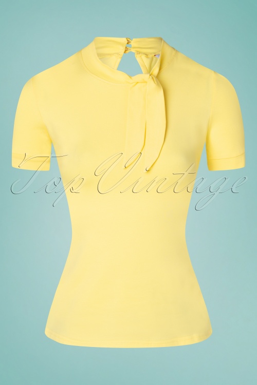 Banned Retro - 50s Sandy Loves Danny Top in Pastel Yellow