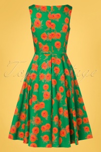 Topvintage Boutique Collection - Adriana swingjurk met bloemenprint in smaragdgroen 6