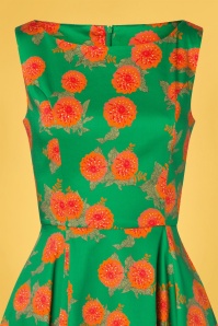 Topvintage Boutique Collection - 50s Adriana Floral Swing Dress in Emerald Green 4