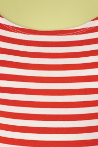 Queen Kerosin - U Boat Striped T-Shirt Années 50 en Orange Tango et Blanc 3