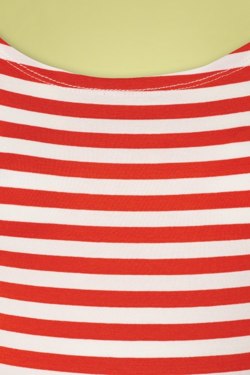 Queen Kerosin - U Boat gestreept T-shirt in Tango oranje en wit 3