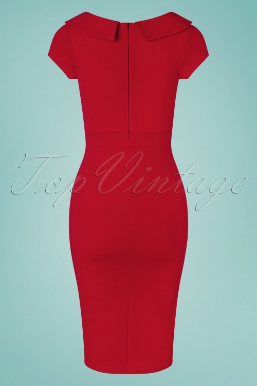 Vintage Chic for Topvintage - 50s Kim Pencil Dress in Lipstick Red 2