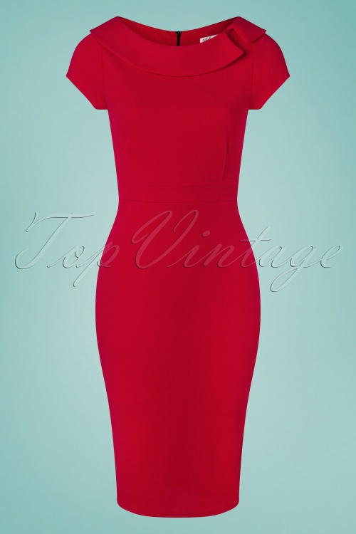 Vintage Chic for Topvintage - Kim pencil jurk in lippenstiftrood