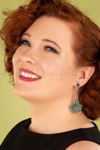 Lovely - Art Deco oorbellen in smaragd en zilver 2