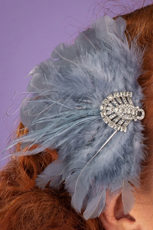 Lovely - Art Deco Crystal Hair Feather Années 20 en Gris et Argenté 2
