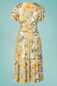 Vintage Chic for Topvintage - Irene Floral Cross Over Swing Kleid in Weiß 2