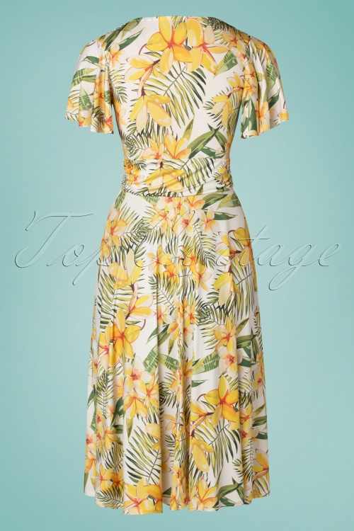 Vintage Chic for Topvintage - Irene Floral Cross Over Swing Kleid in Weiß 2