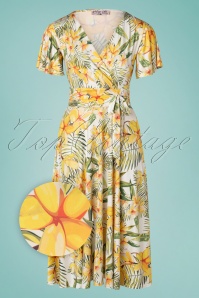 Vintage Chic for Topvintage - Irene Floral Cross Over Swing Dress Années 40 en Blanc