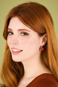 Urban Hippies - 60s Goldplated Dot Earrings in Chili Red 2