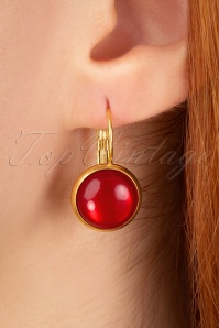 Urban Hippies - 60s Goldplated Dot Earrings in Chili Red