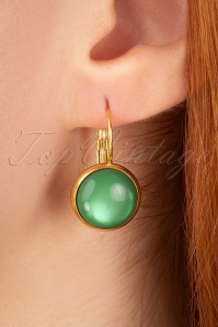 Urban Hippies - 60s Goldplated Dot Earrings in Ming Green
