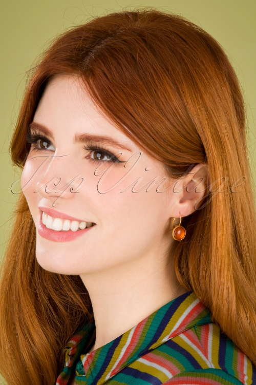 Urban Hippies - 60s Goldplated Dot Earrings in Corduroy Orange 2