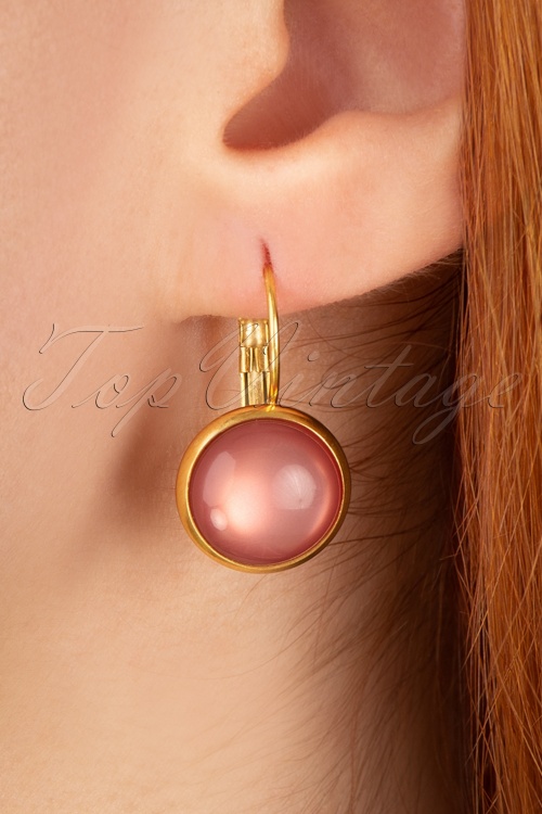 Urban Hippies - 60s Goldplated Dot Earrings in Terra Pink