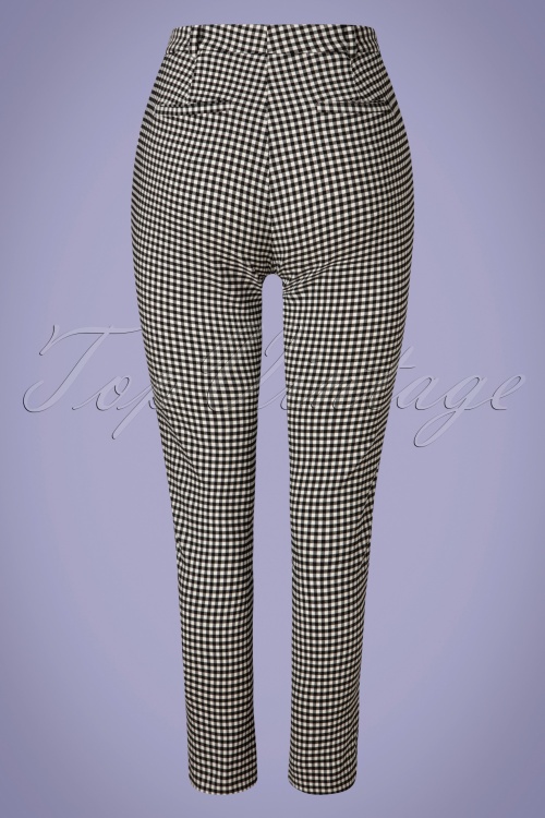 Louche - 60s Joele Gingham Trousers in Black and White 3