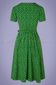 Louche - Avril Marguerite midi tea jurk in groen 6