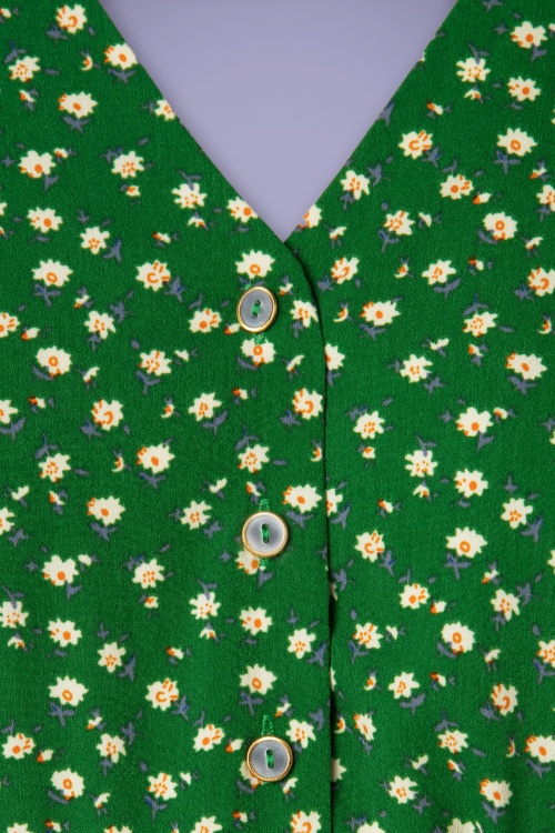 Louche - Avril Marguerite midi tea jurk in groen 4