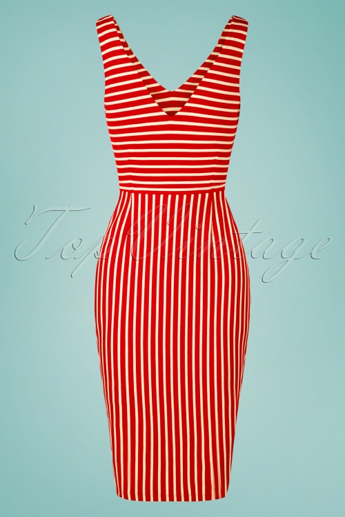 King Louie - Lucia Breton Stripe Dress Années 60 en Rouge Piment 5