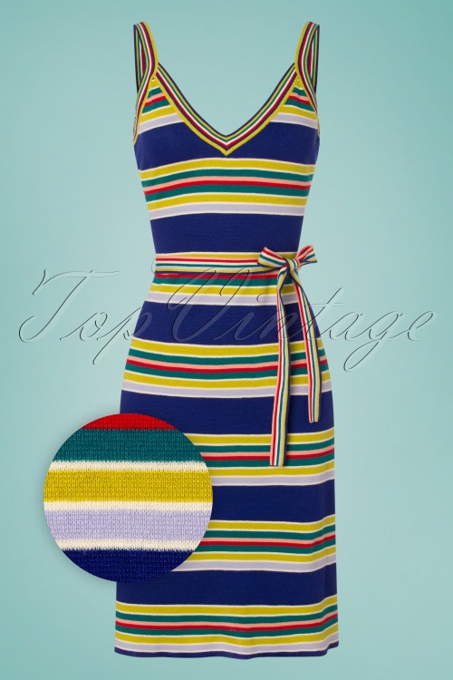 King Louie - 60s Isa Cami Carano Stripe Dress in Midnight Blue 2