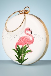 Unique Vintage - 50s Flamingo Round Handbag in Ivory 3