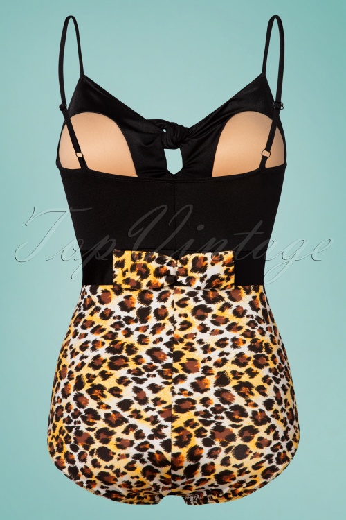 Esther Williams - 50s Priscilla One Piece Swimsuit in Leopard and Black  6