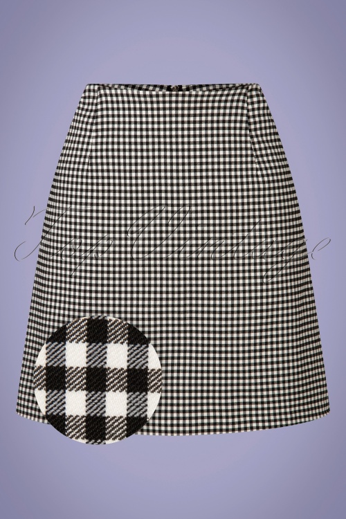 Louche - 60s Dylan Gingham Skirt in Black and White 2