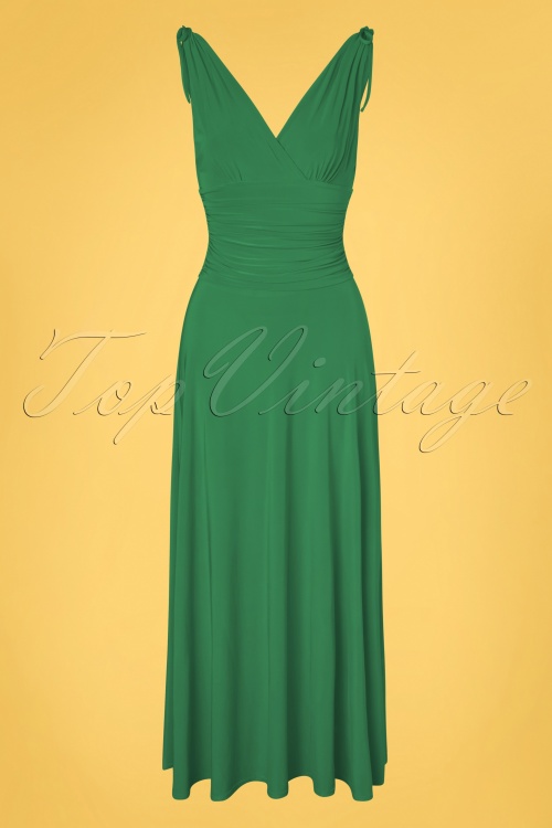 Vintage Chic for Topvintage - Grecian Maxi Dress Années 50 en Vert Émeraude